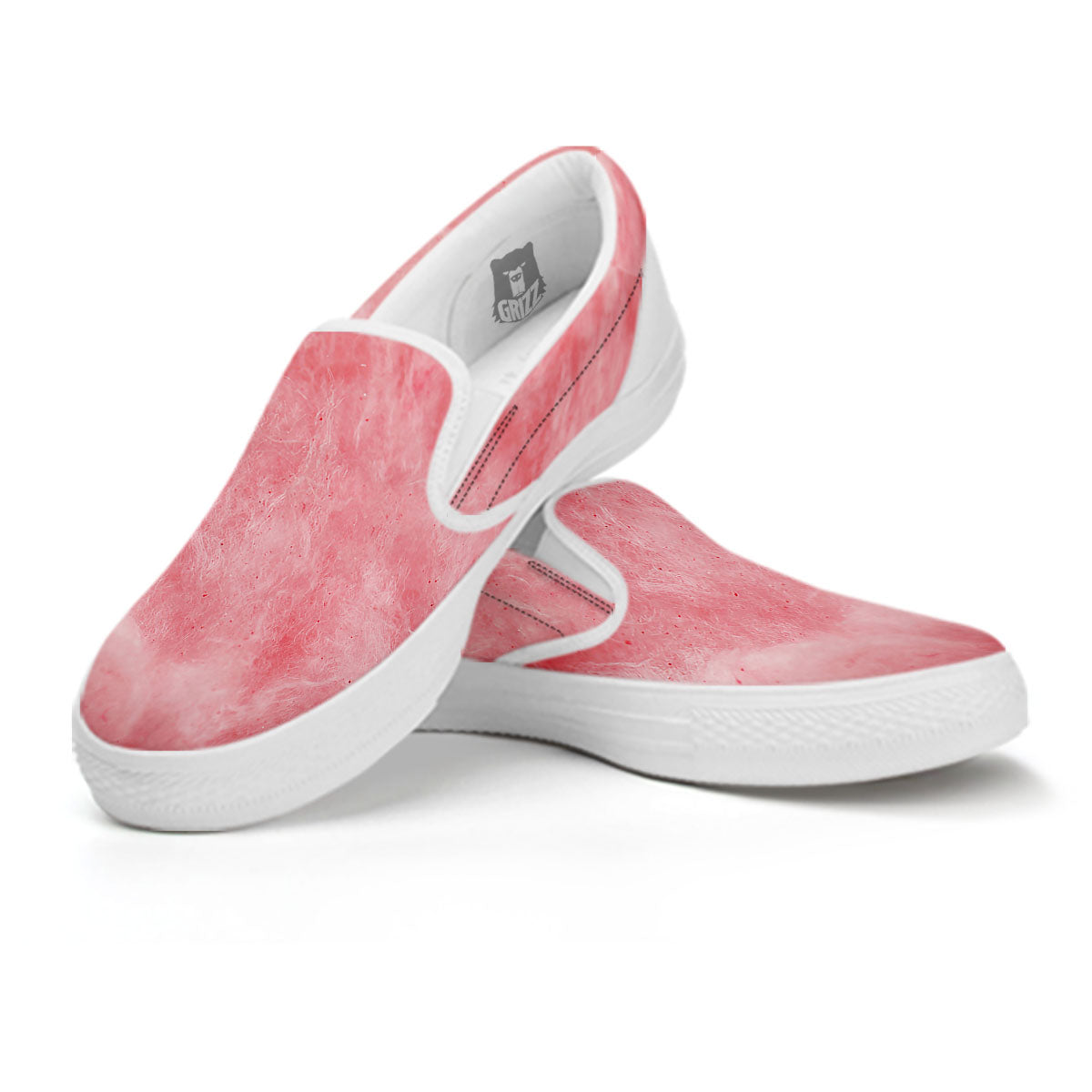 Cotton Candy Pink Print White Slip On Shoes-grizzshop