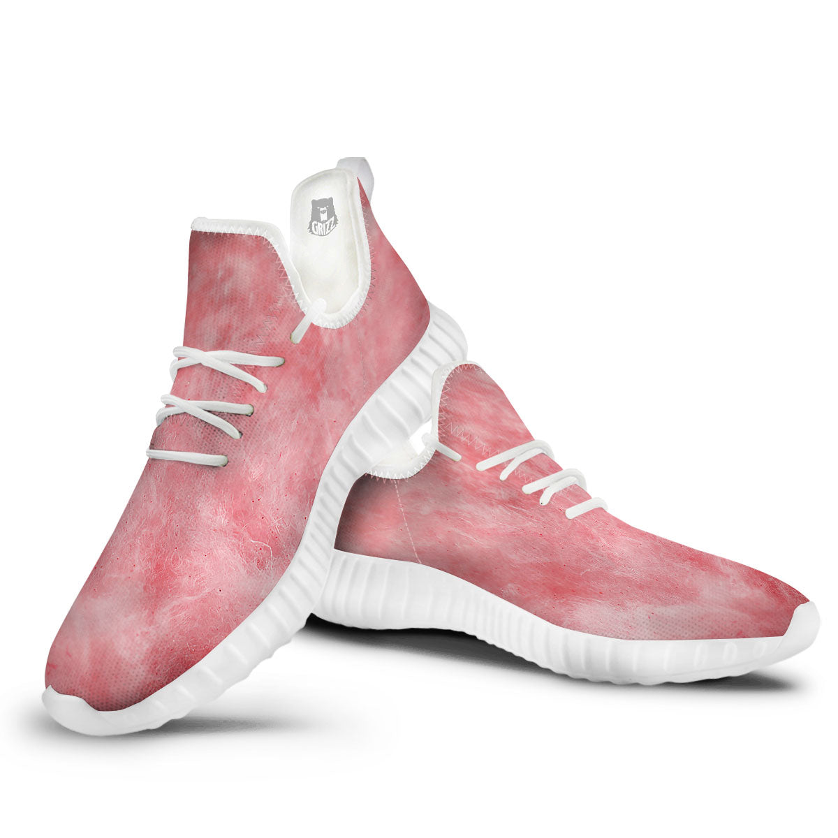 Cotton Candy Pink Print White Walking Shoes-grizzshop