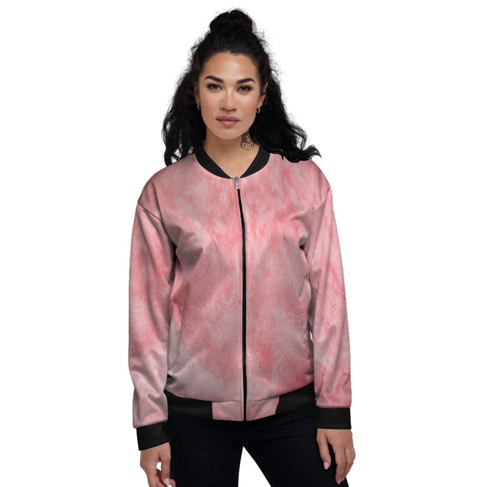 Cotton Candy Pink Print Women's Bomber Jacket-grizzshop