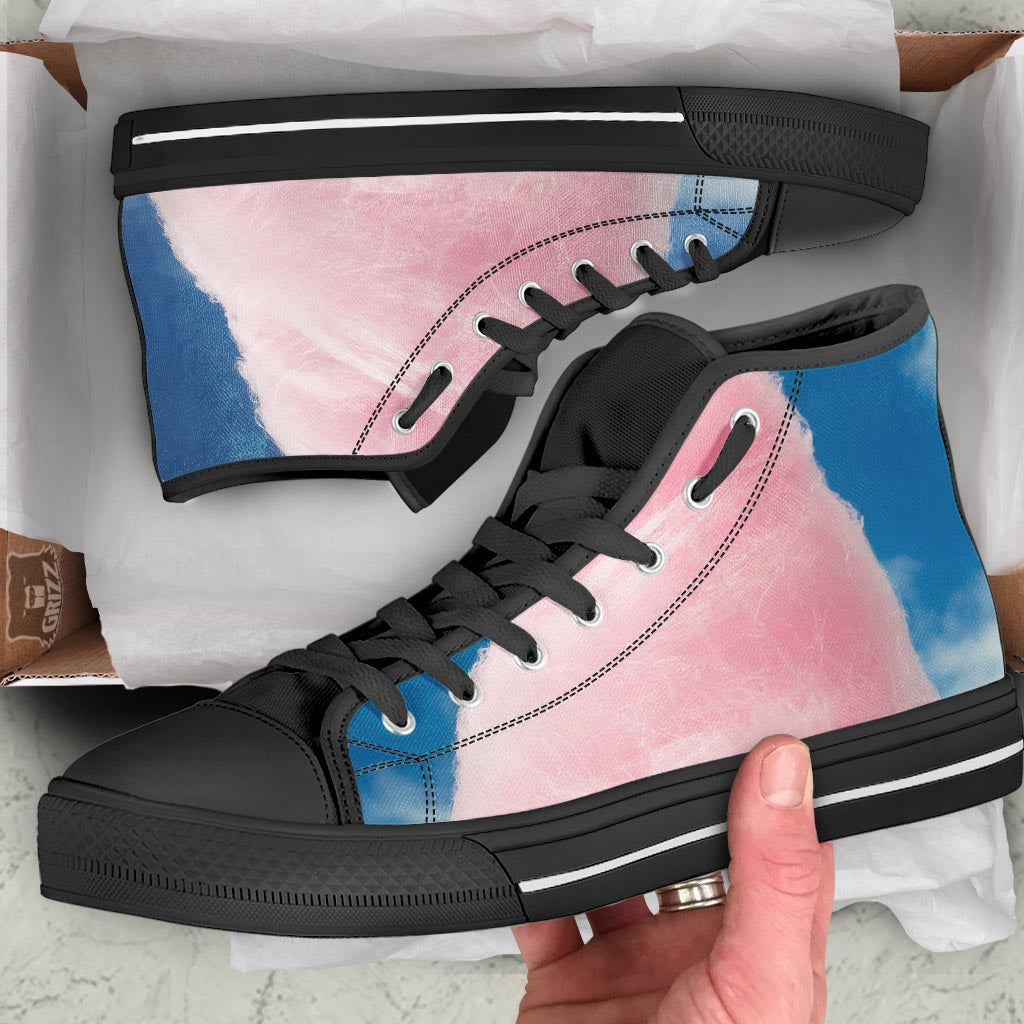 Cotton Candy Sweet Print Black High Top Shoes-grizzshop