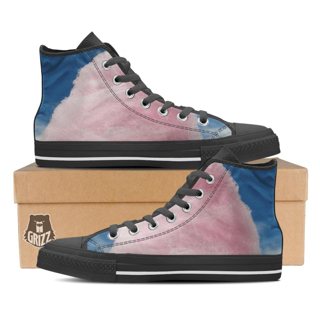 Cotton Candy Sweet Print Black High Top Shoes-grizzshop