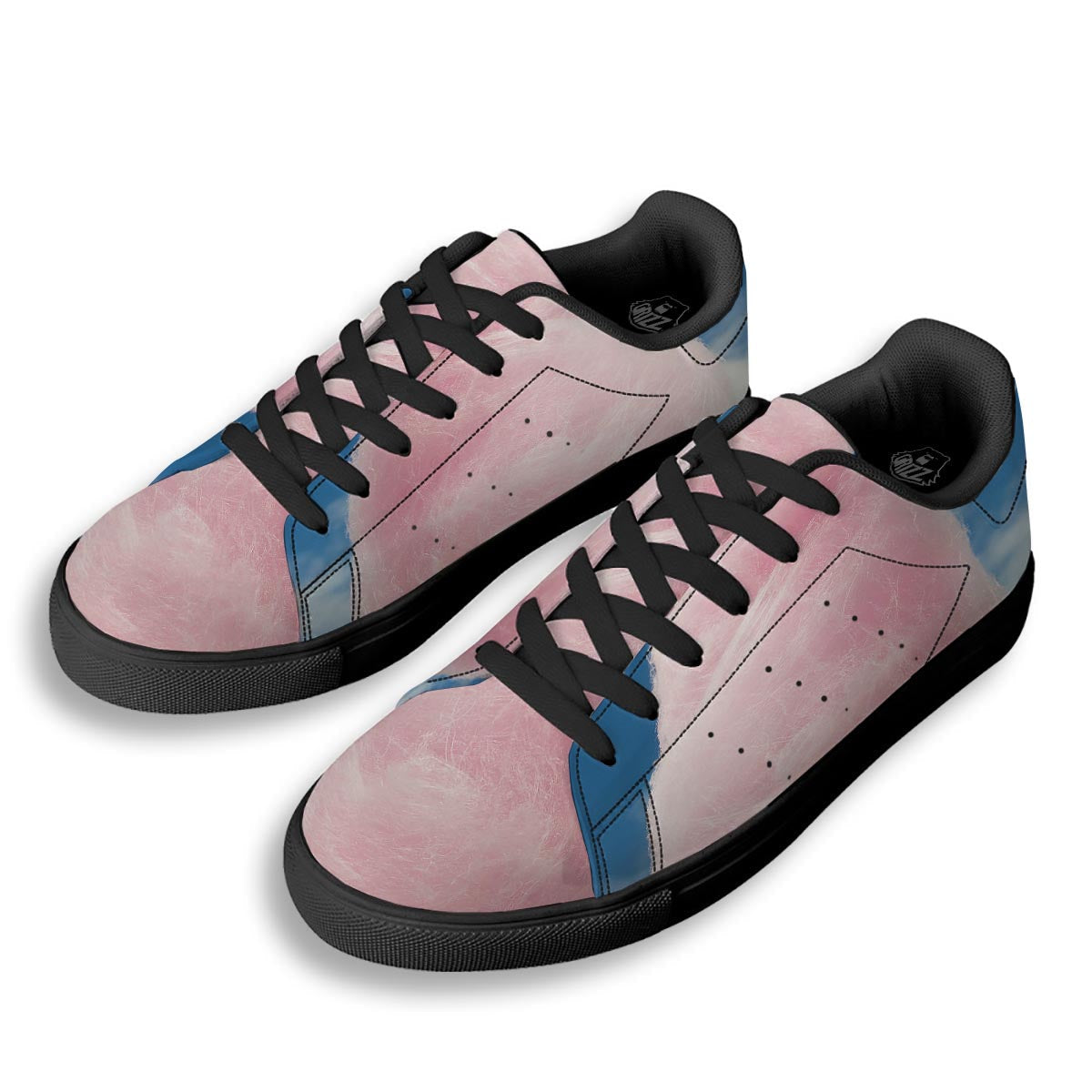 Cotton Candy Sweet Print Black Low Top Sneakers-grizzshop