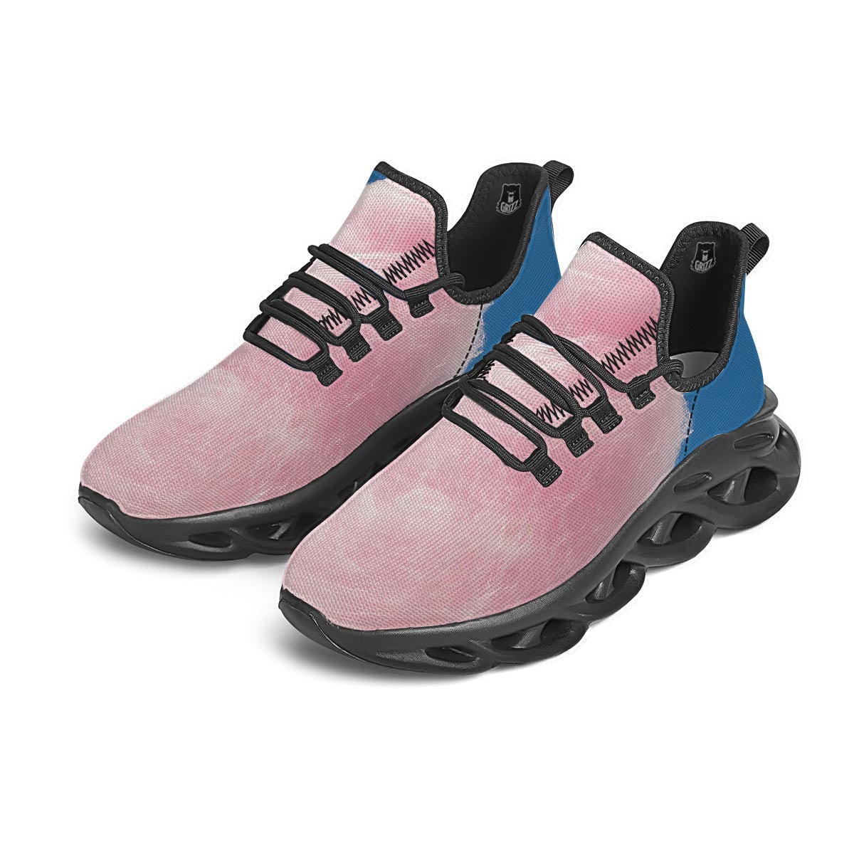 Cotton Candy Sweet Print Black Running Shoes-grizzshop
