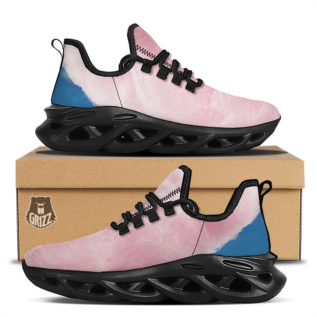 Cotton Candy Sweet Print Black Running Shoes-grizzshop