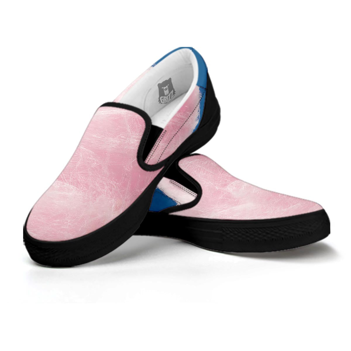 Cotton Candy Sweet Print Black Slip On Shoes-grizzshop