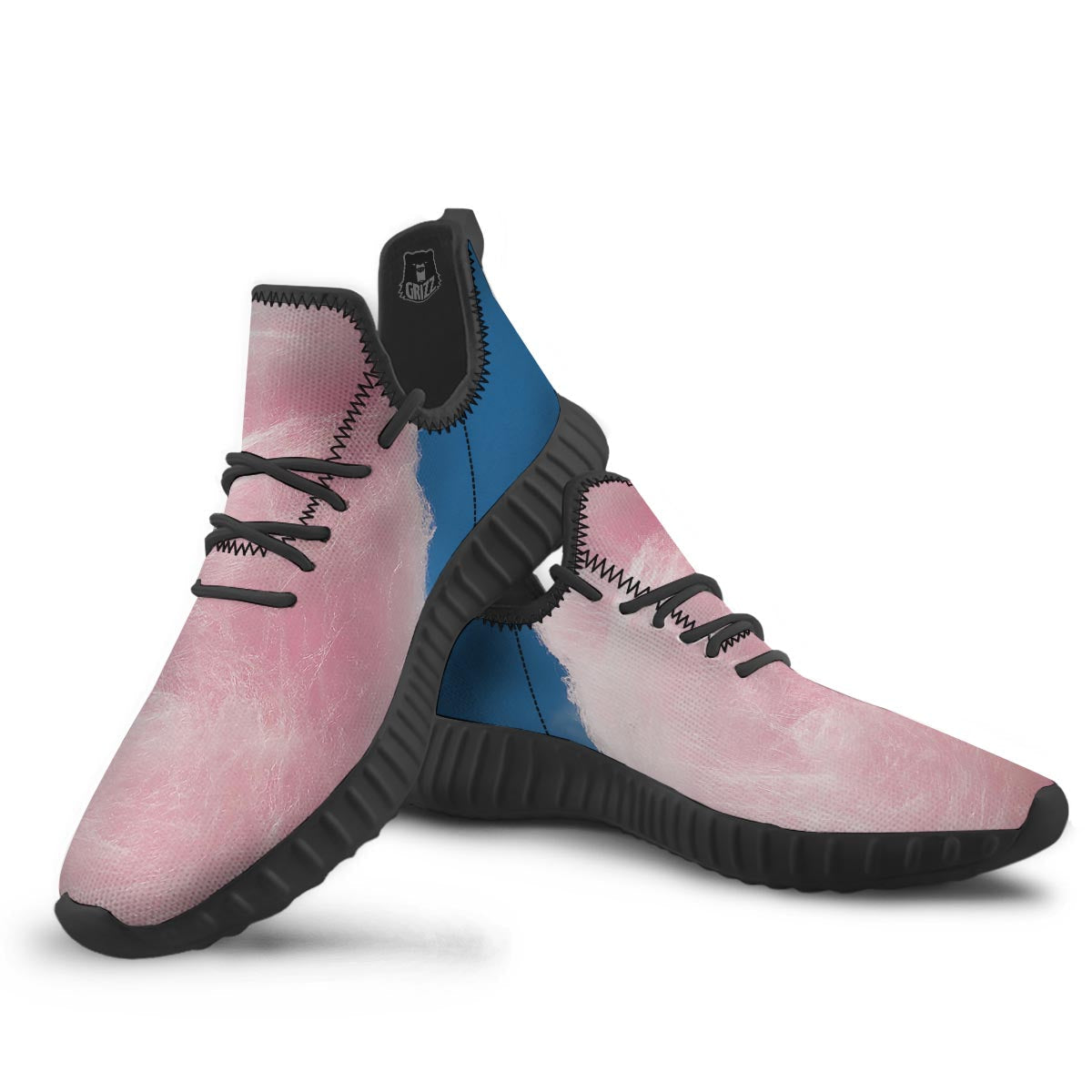Cotton Candy Sweet Print Black Walking Shoes-grizzshop