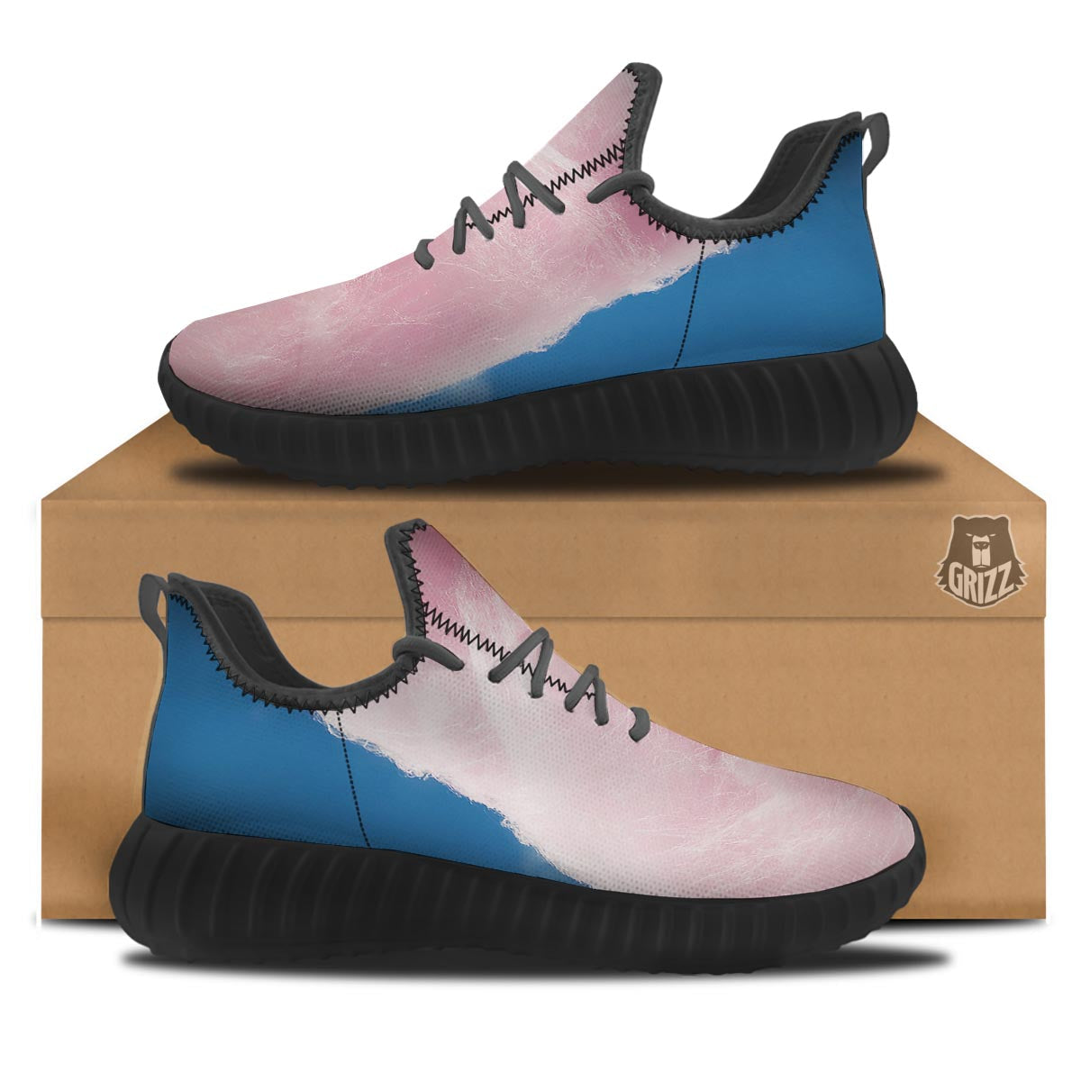 Cotton Candy Sweet Print Black Walking Shoes-grizzshop