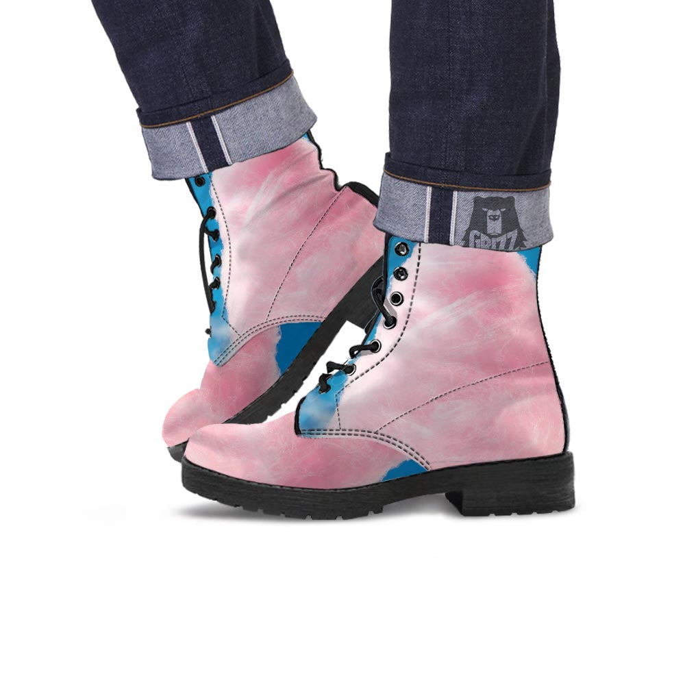 Cotton Candy Sweet Print Leather Boots-grizzshop