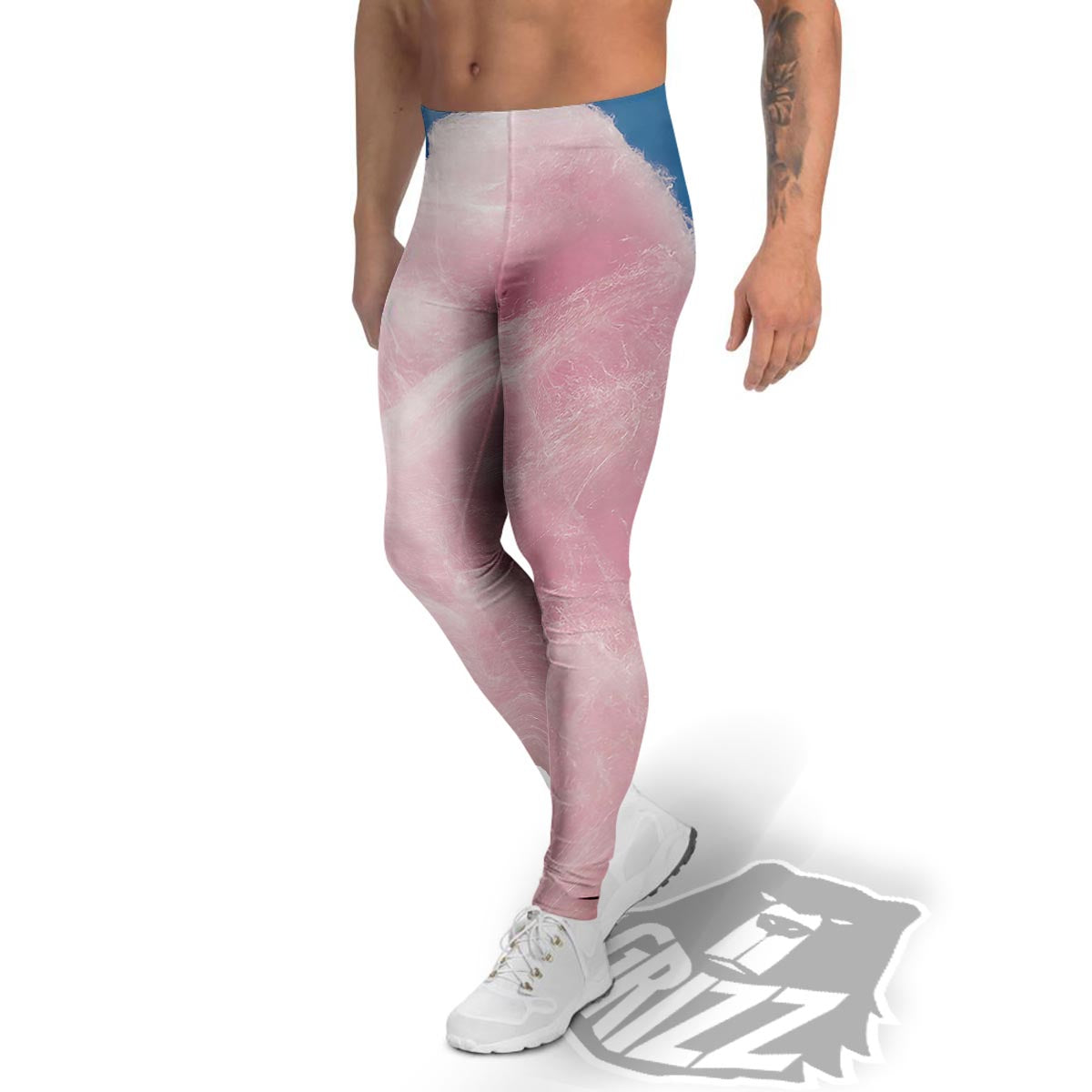Cotton Candy Sweet Print Men's Leggings-grizzshop