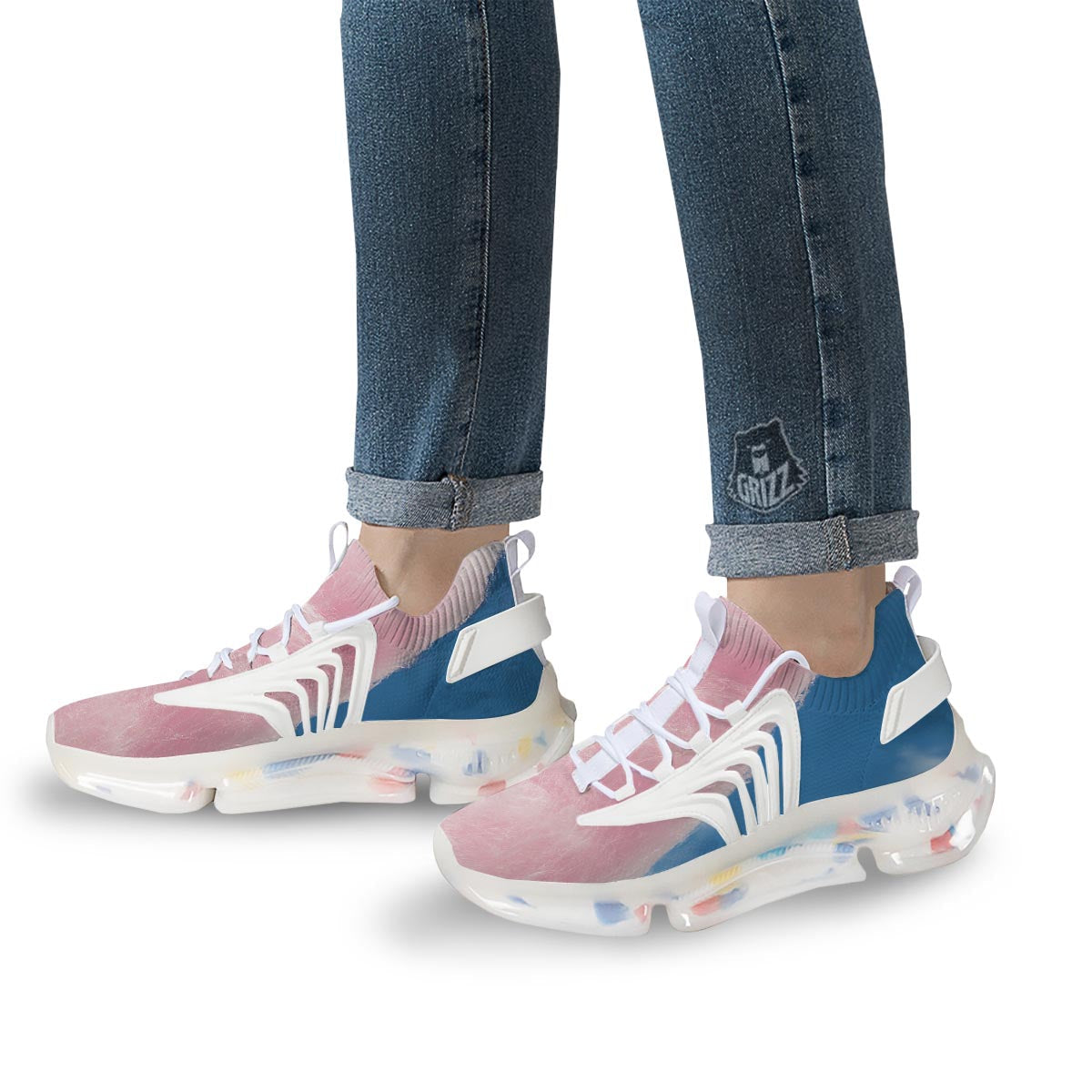 Cotton Candy Sweet Print White Gym Shoes-grizzshop
