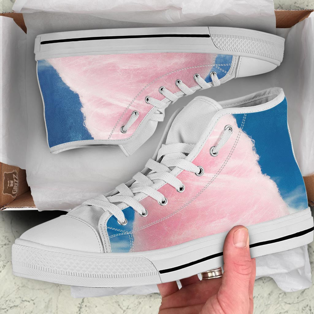 Cotton Candy Sweet Print White High Top Shoes-grizzshop