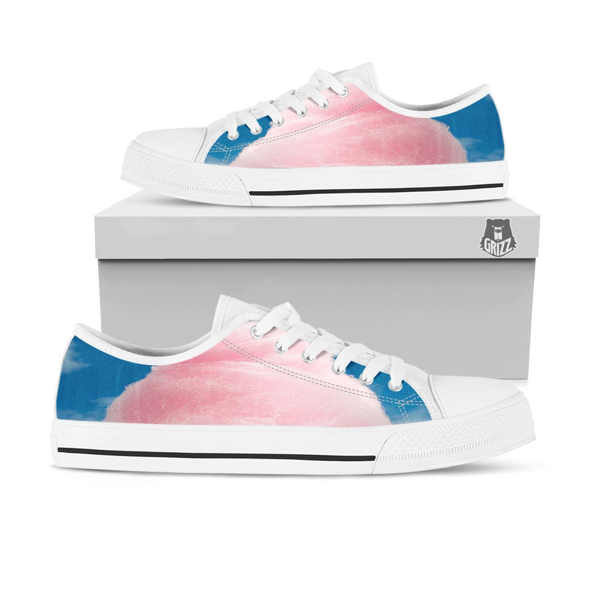 Cotton Candy Sweet Print White Low Top Shoes-grizzshop