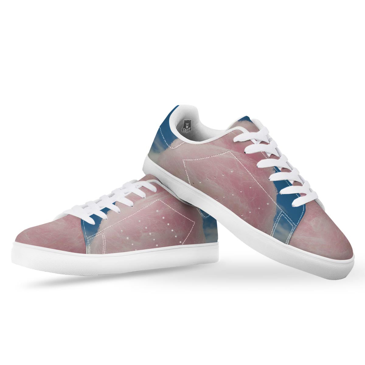 Cotton Candy Sweet Print White Low Top Sneakers-grizzshop