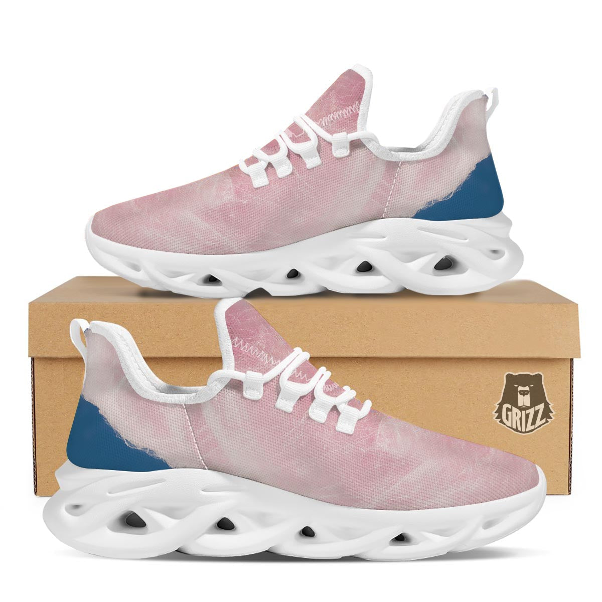 Cotton Candy Sweet Print White Running Shoes-grizzshop
