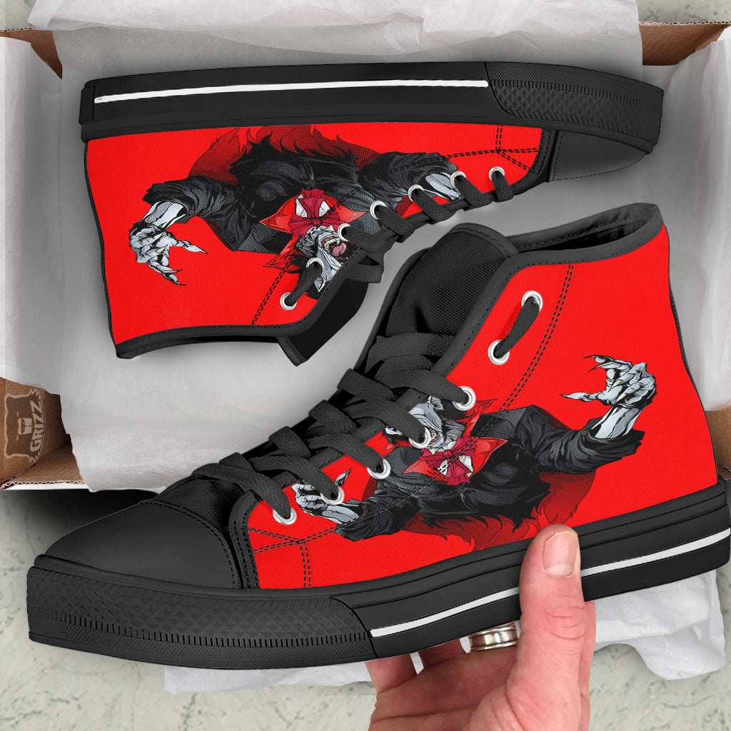 Count Dracula Print Black High Top Shoes-grizzshop