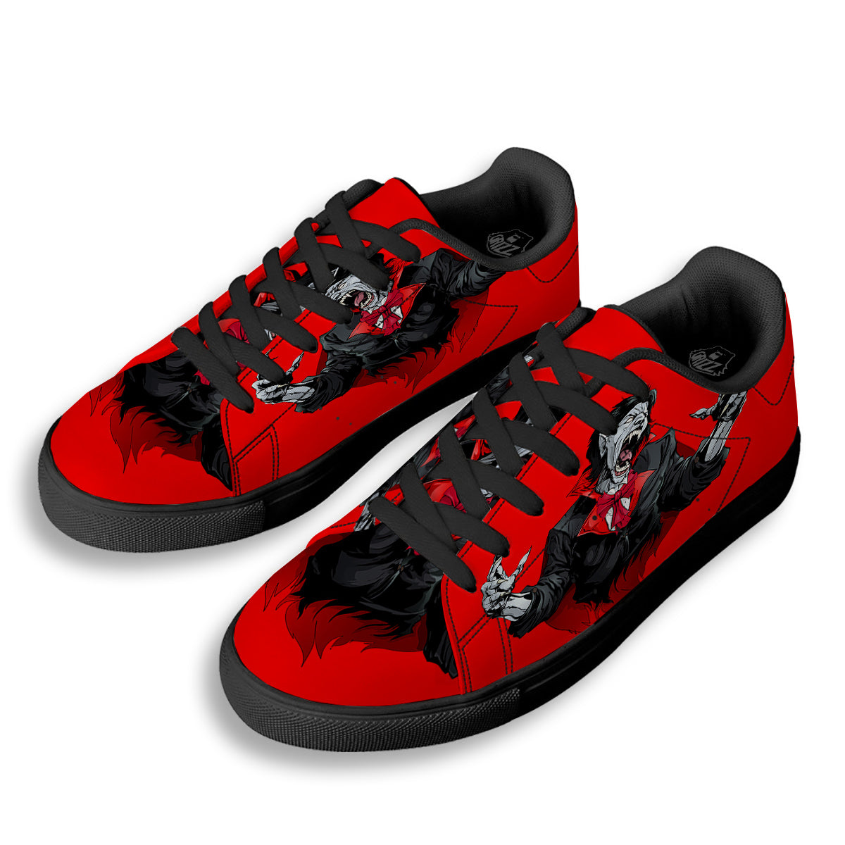 Count Dracula Print Black Low Top Sneakers-grizzshop