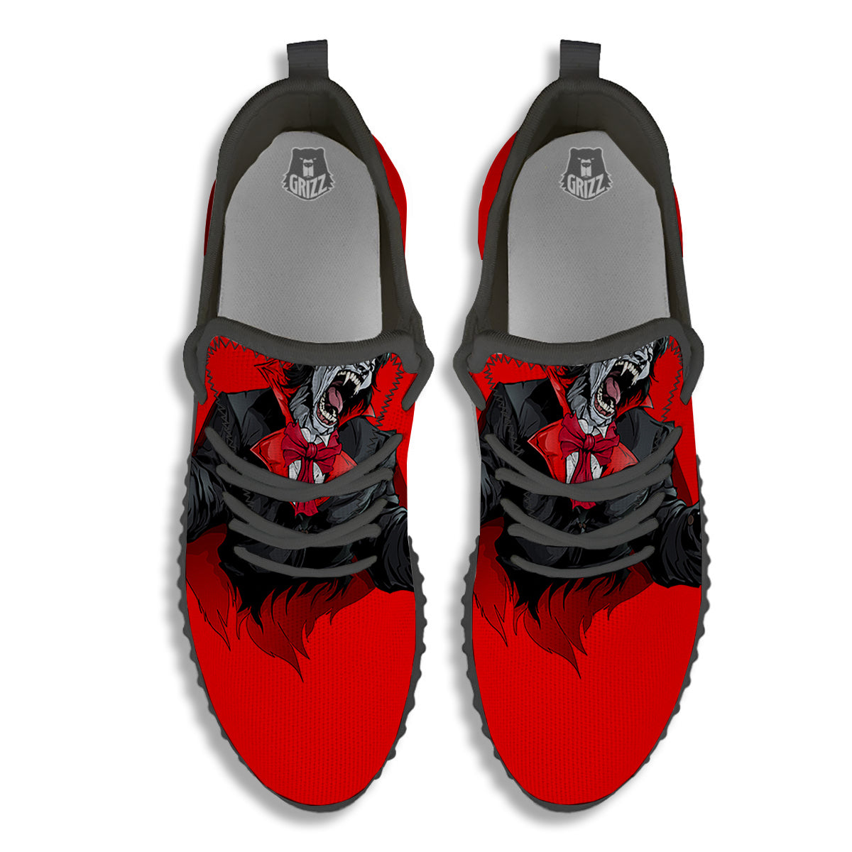 Count Dracula Print Black Walking Shoes-grizzshop