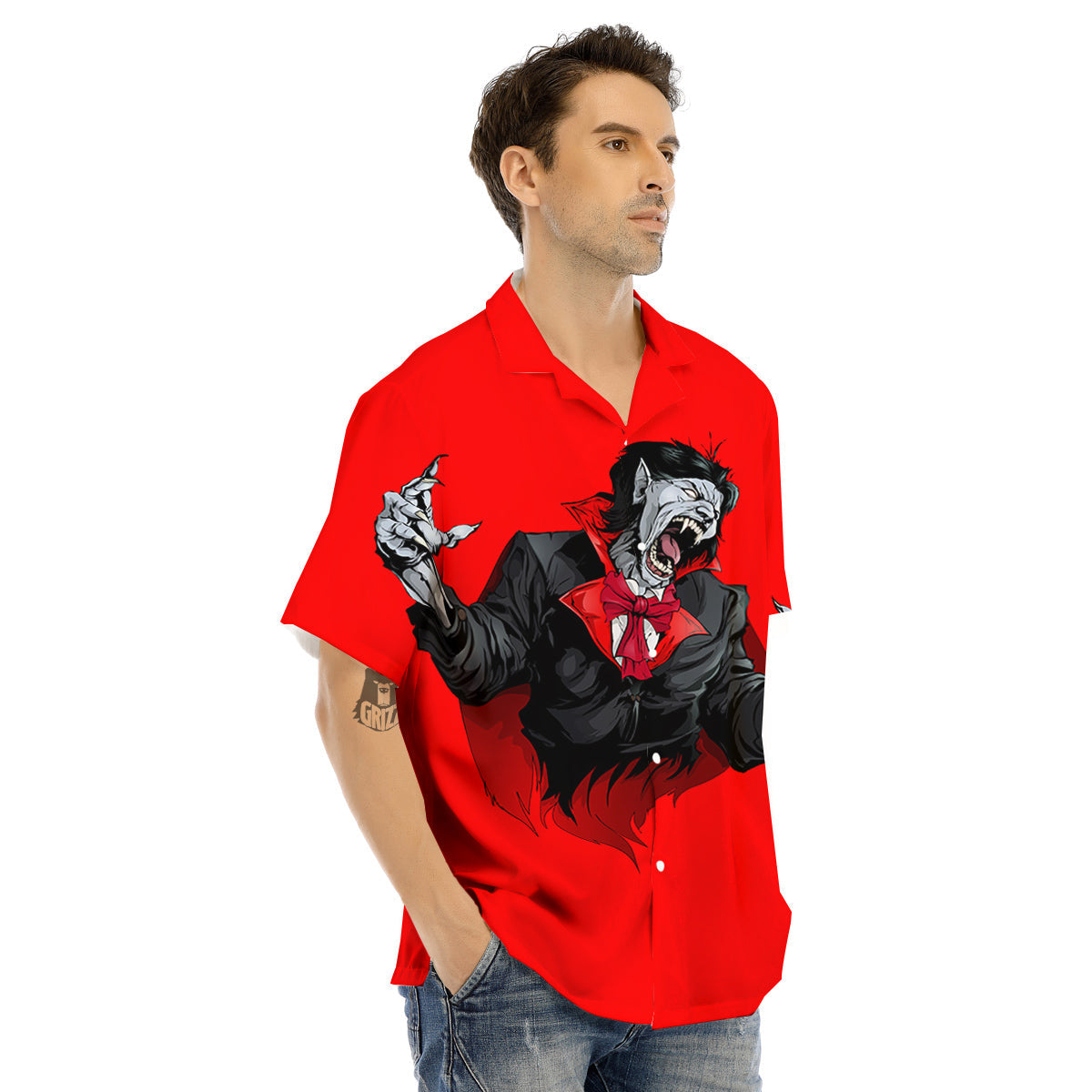 Count Dracula Print Men's Hawaiian Shirt-grizzshop