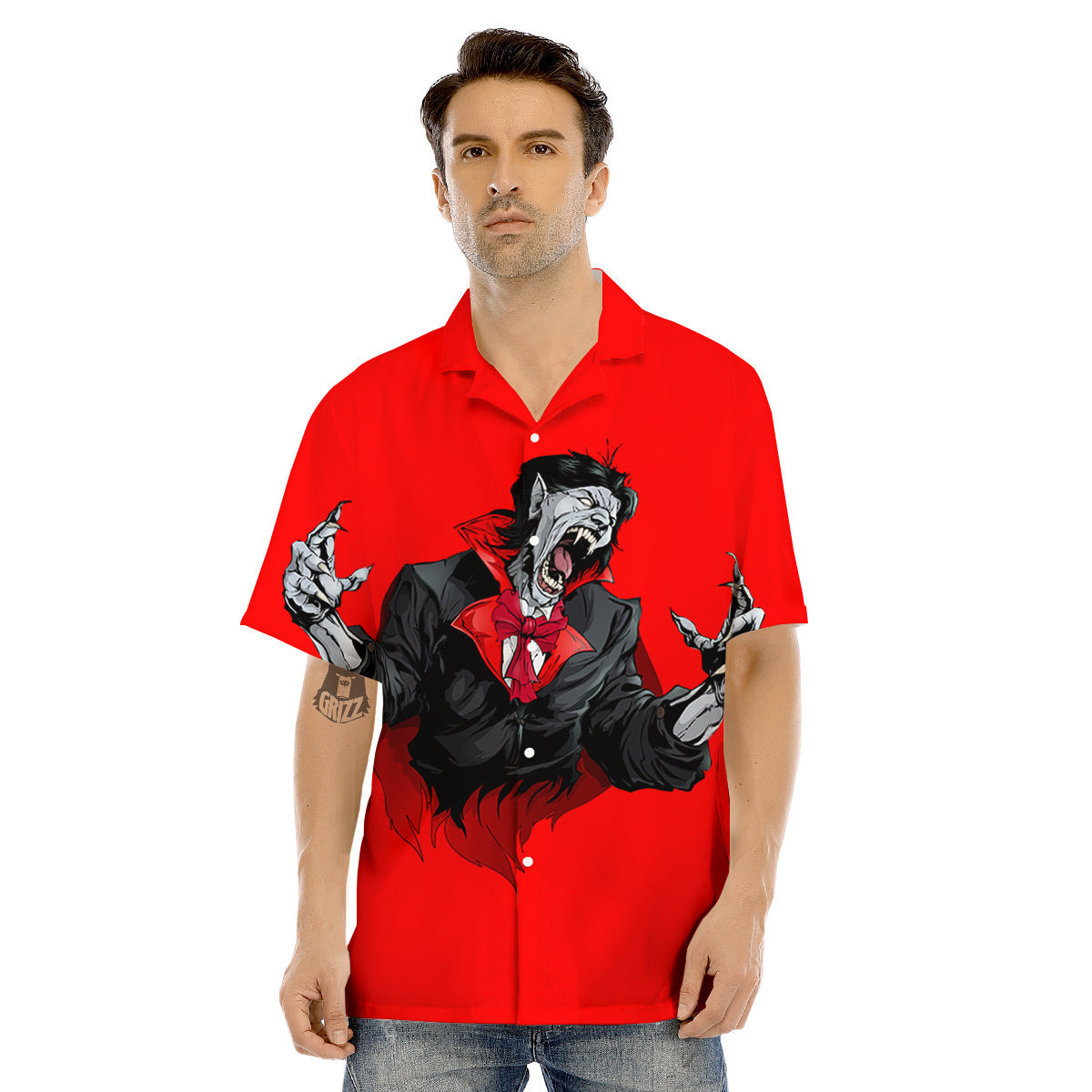 Count Dracula Print Men's Hawaiian Shirt-grizzshop