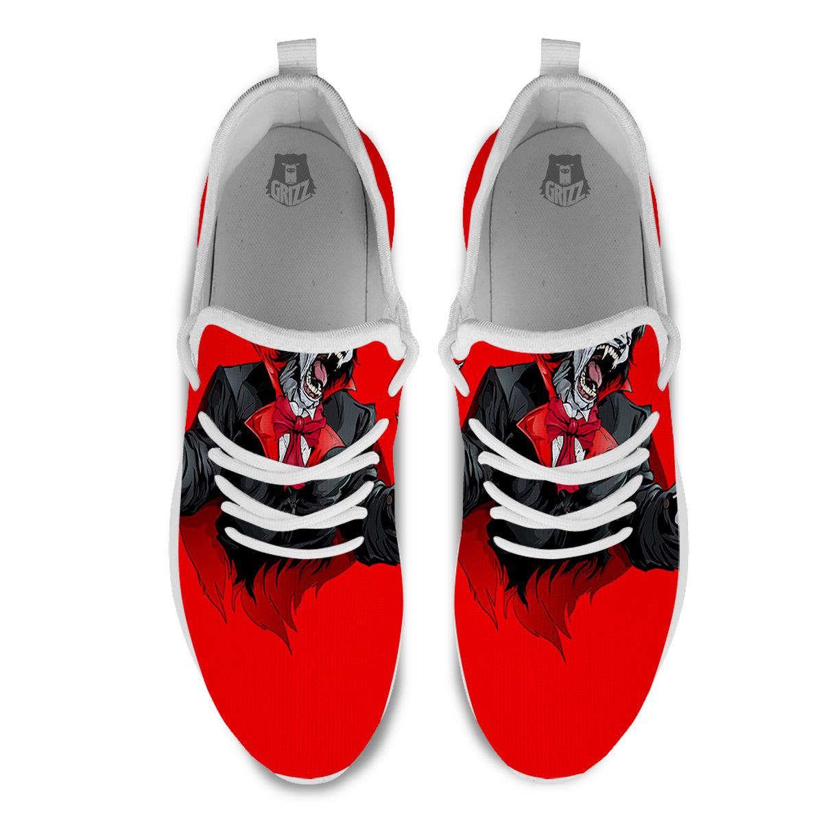 Count Dracula Print White Athletic Shoes-grizzshop