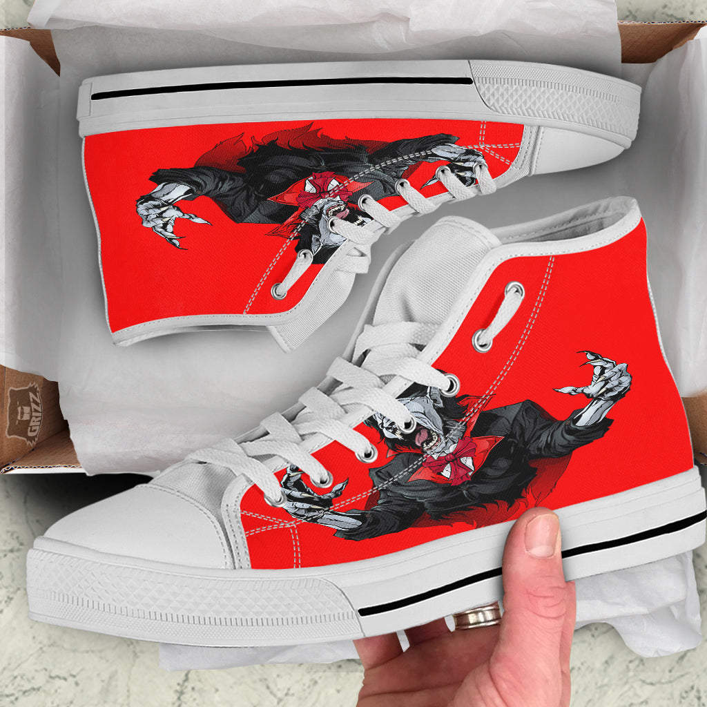 Count Dracula Print White High Top Shoes-grizzshop