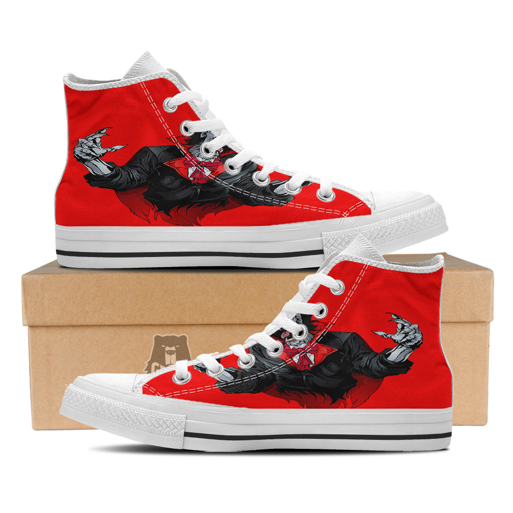 Count Dracula Print White High Top Shoes-grizzshop