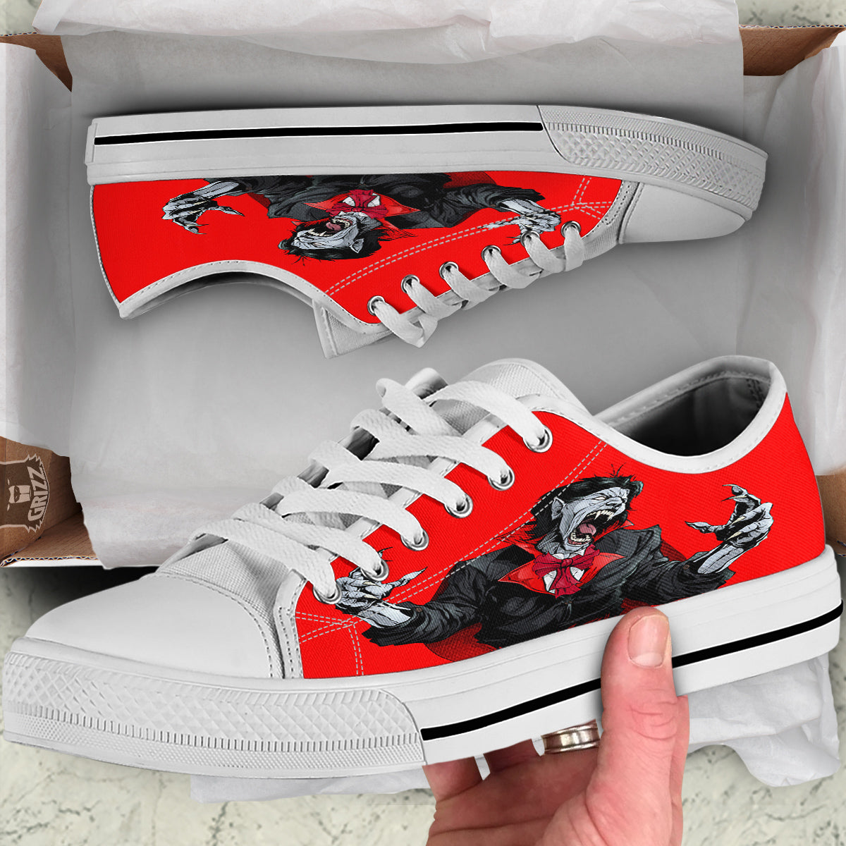 Count Dracula Print White Low Top Shoes-grizzshop
