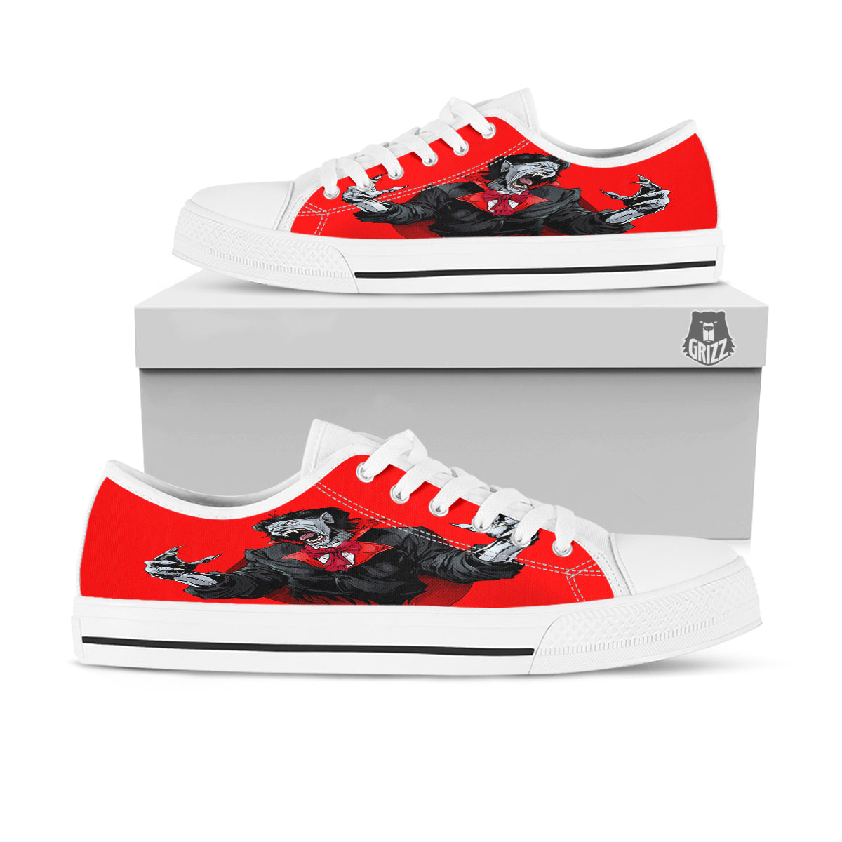 Count Dracula Print White Low Top Shoes-grizzshop