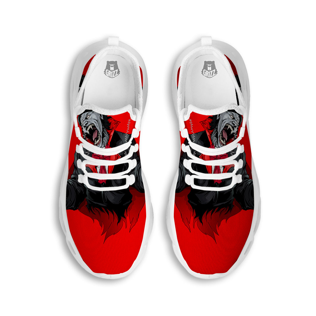 Count Dracula Print White Running Shoes-grizzshop