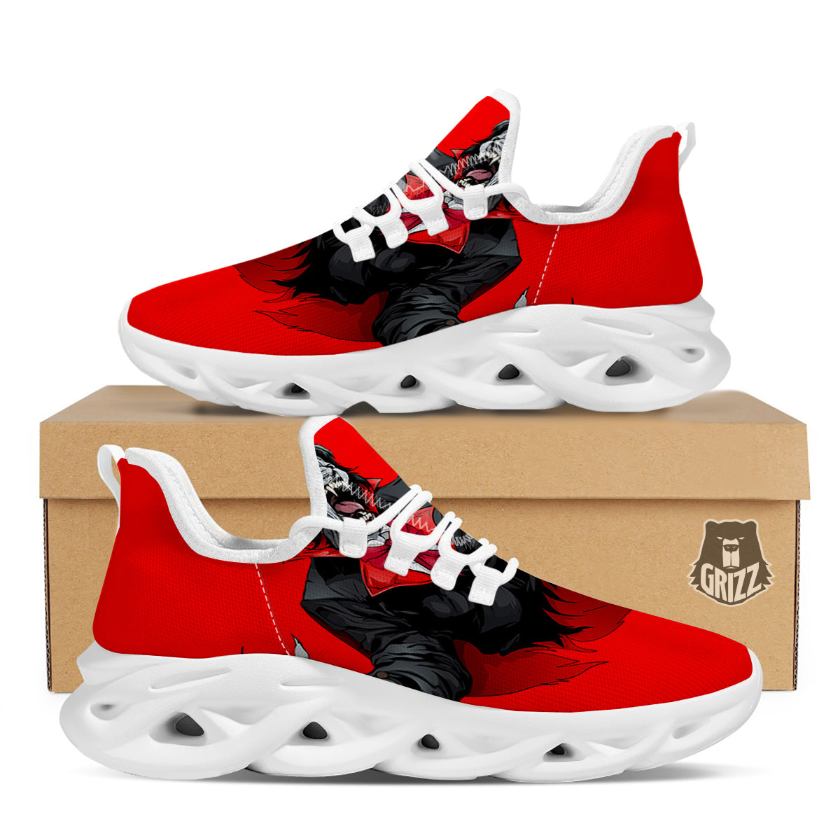 Count Dracula Print White Running Shoes-grizzshop