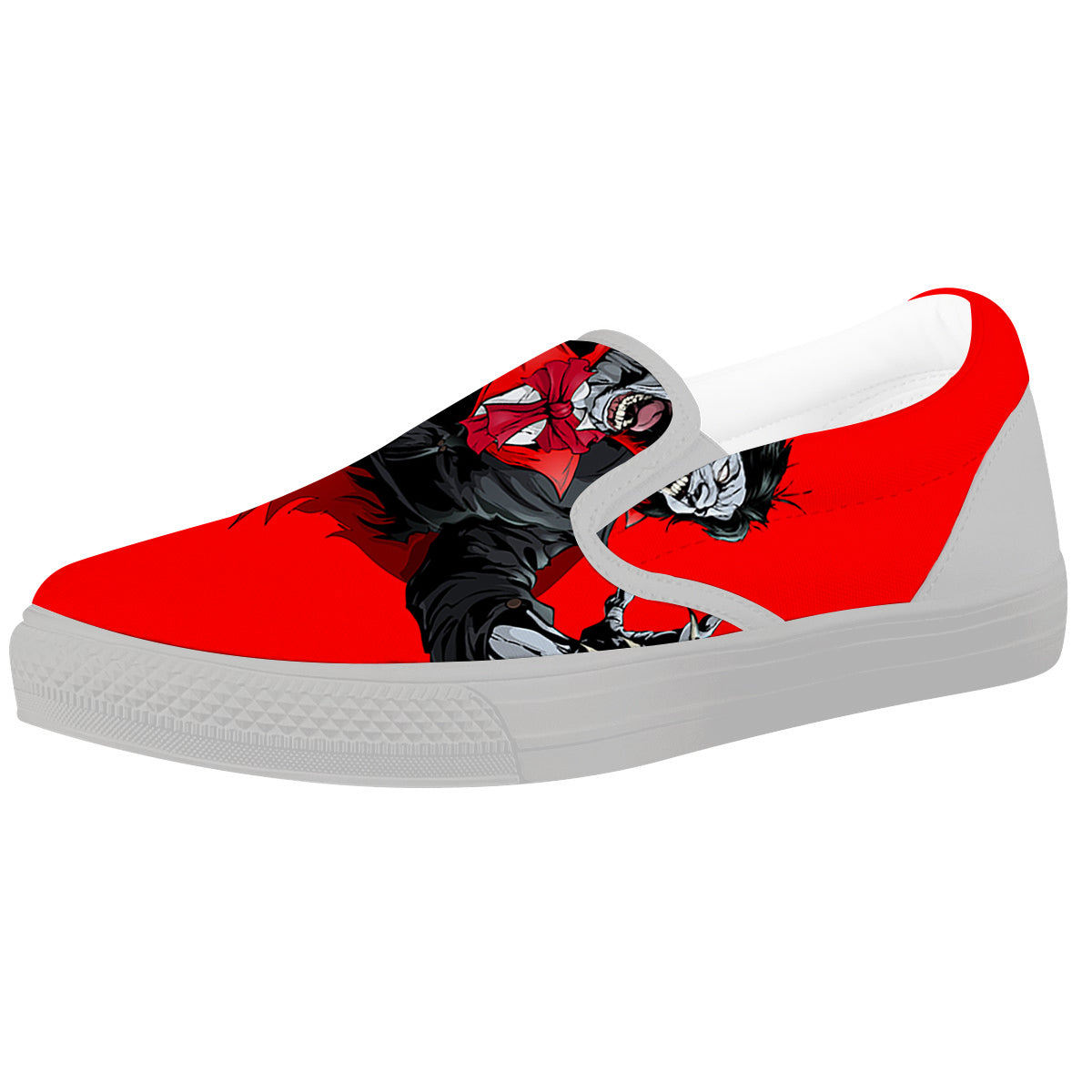 Count Dracula Print White Slip On Shoes-grizzshop