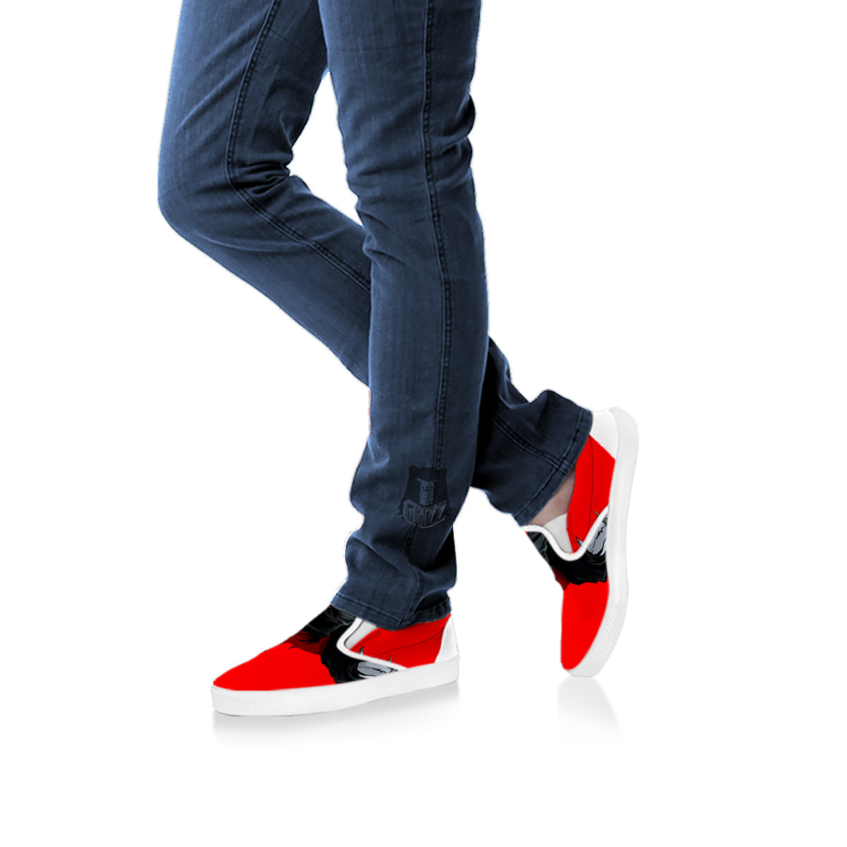 Count Dracula Print White Slip On Shoes-grizzshop