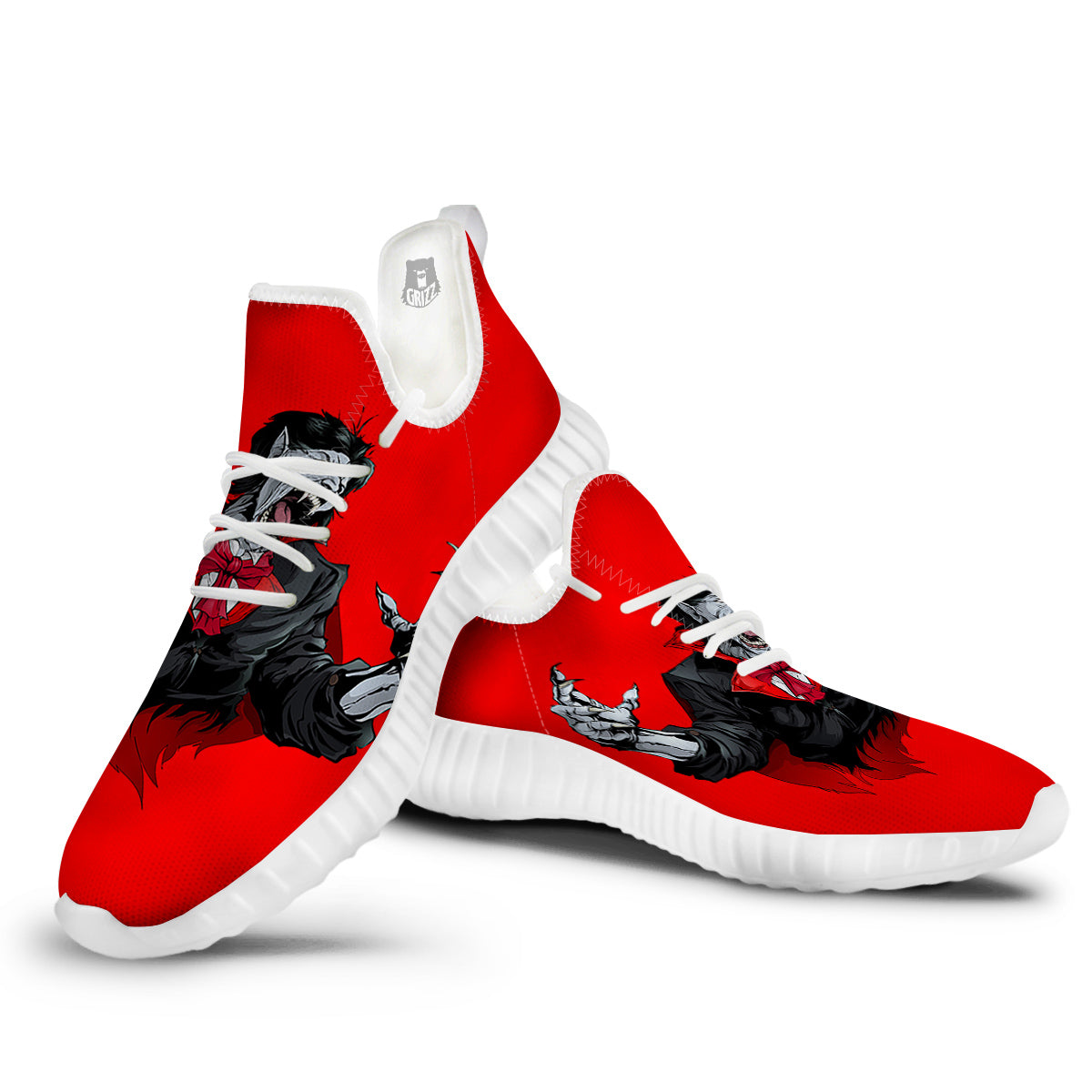 Count Dracula Print White Walking Shoes-grizzshop