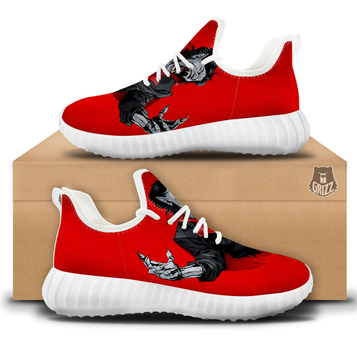 Count Dracula Print White Walking Shoes-grizzshop
