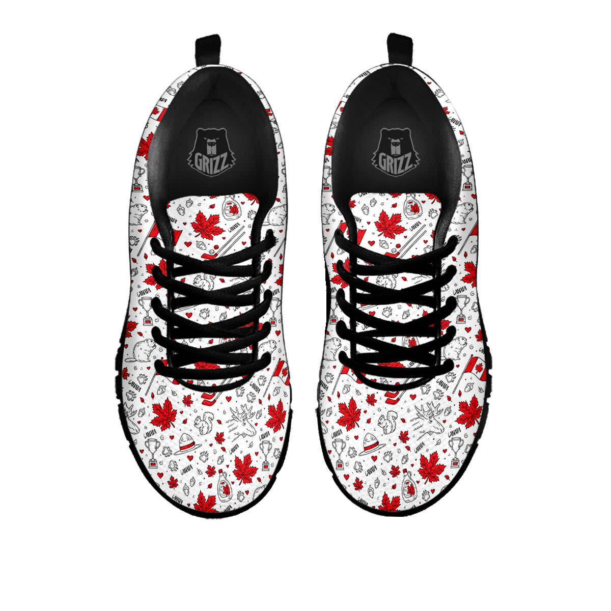 Country Canada Print Pattern Black Sneaker-grizzshop