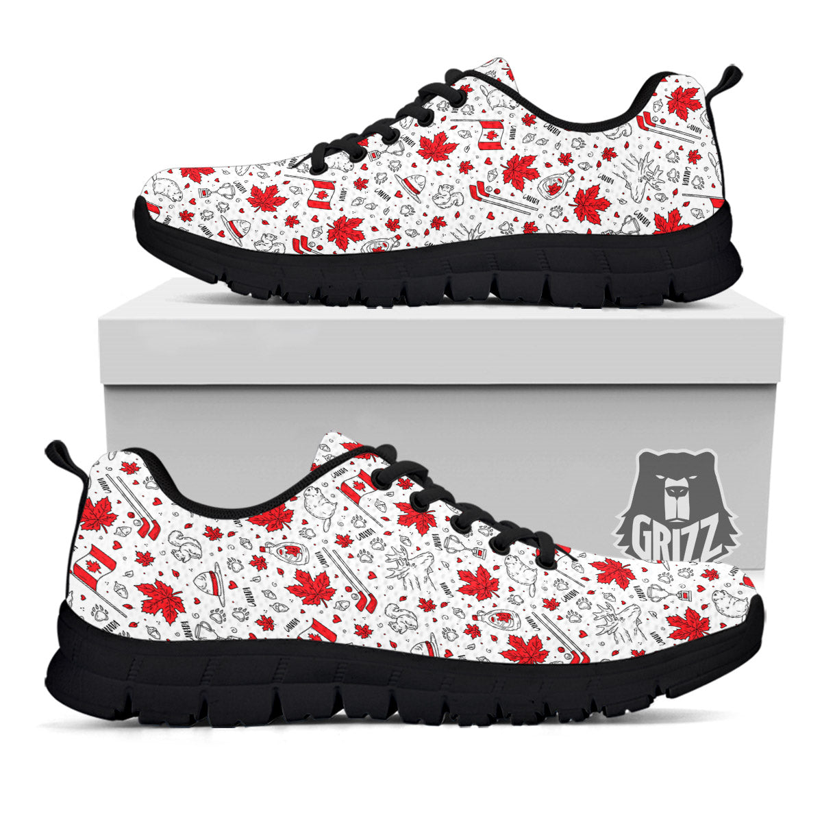Country Canada Print Pattern Black Sneaker-grizzshop