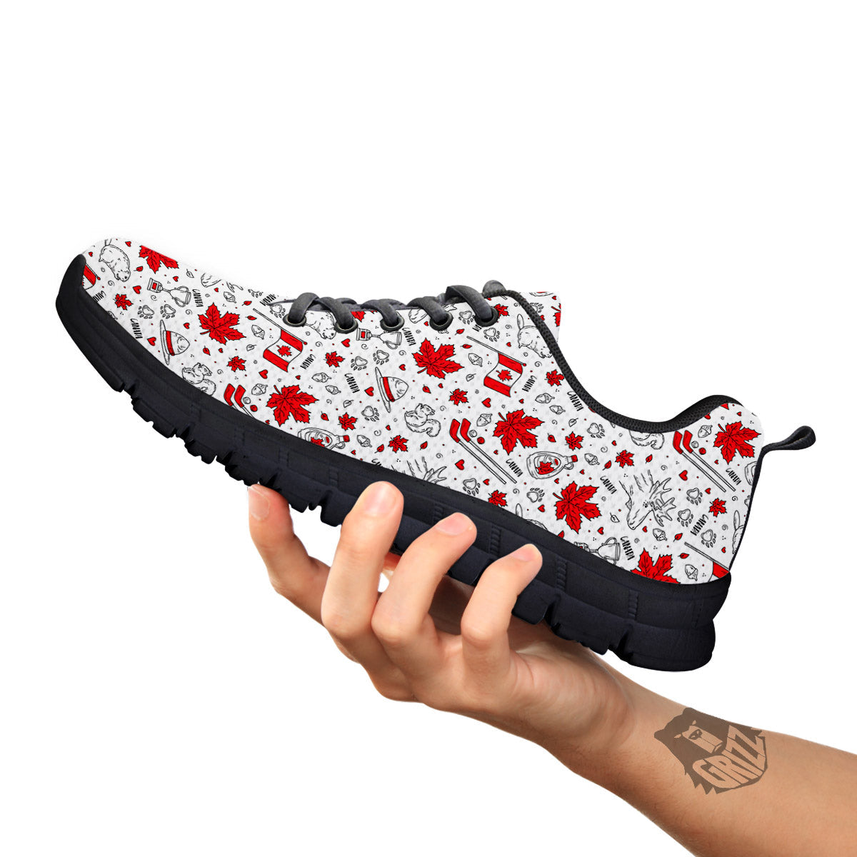 Country Canada Print Pattern Black Sneaker-grizzshop