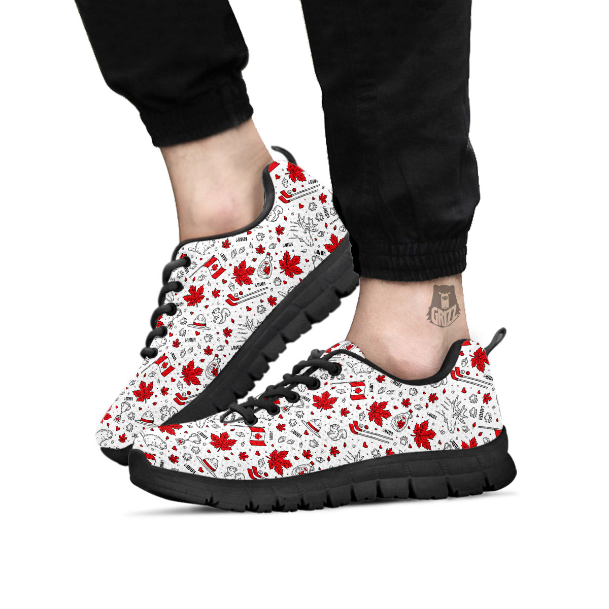 Country Canada Print Pattern Black Sneaker-grizzshop
