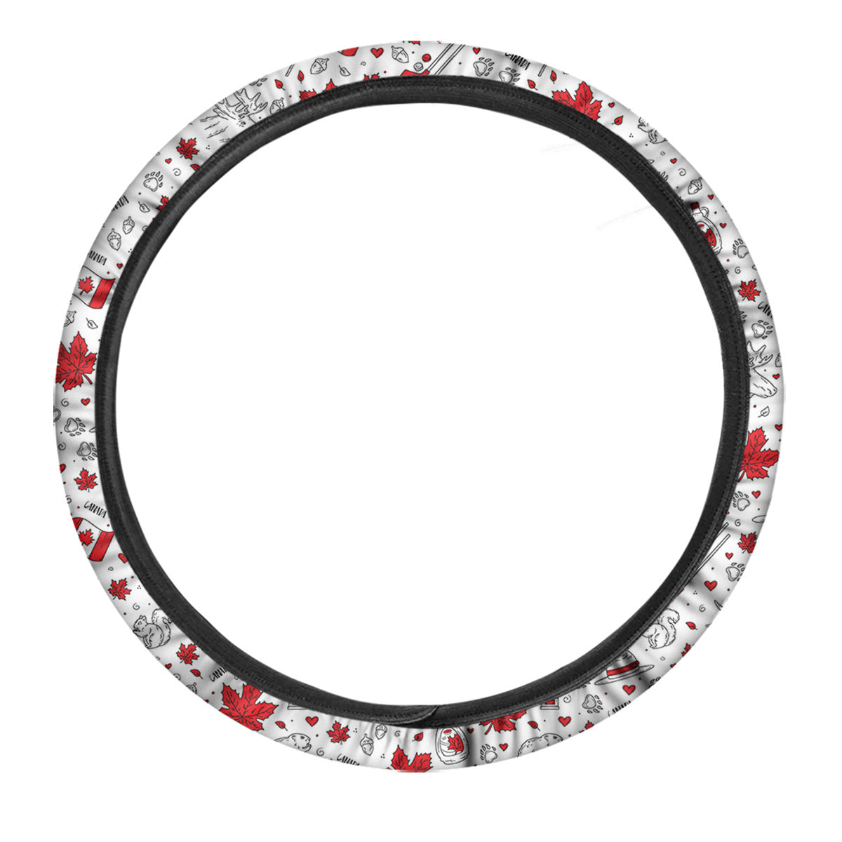 Country Canada Print Pattern Car Steering Wheel Cover-grizzshop