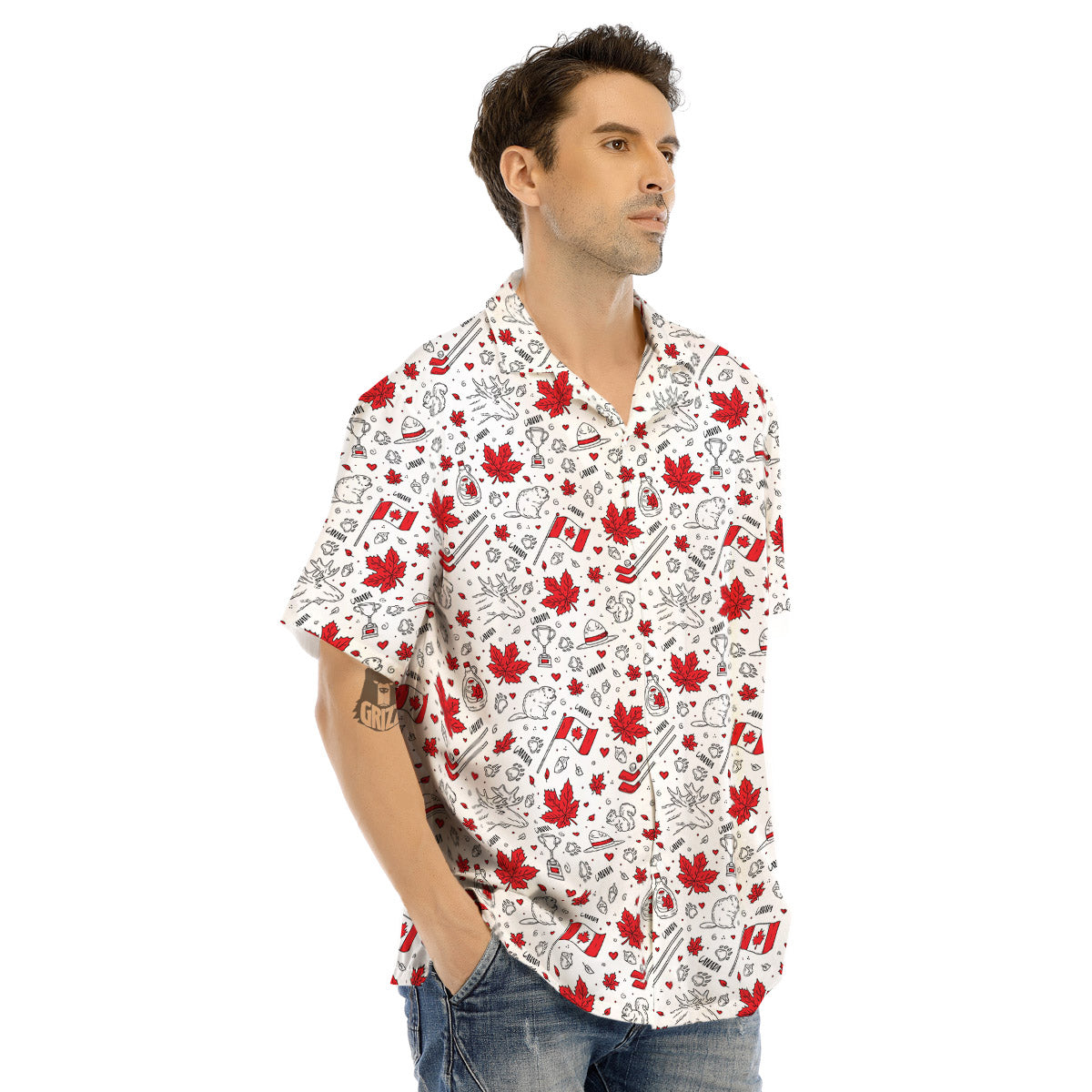Country Canada Print Pattern Men's Hawaiian Shirt-grizzshop