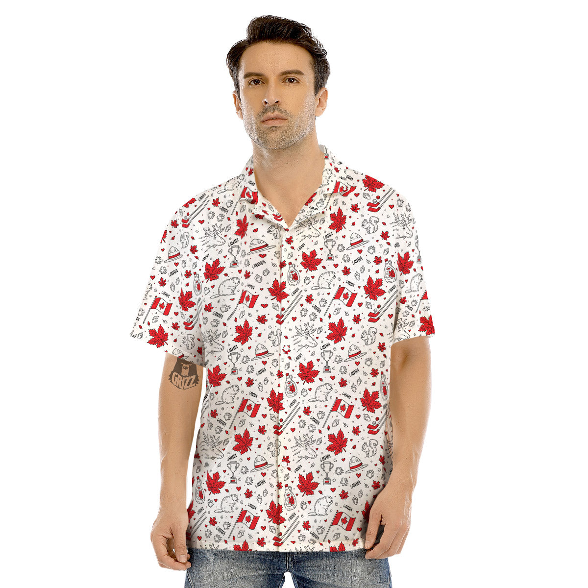 Country Canada Print Pattern Men's Hawaiian Shirt-grizzshop