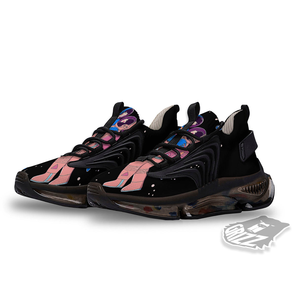 Couple Astronaut Travel In Space Print Black Gym Shoes-grizzshop