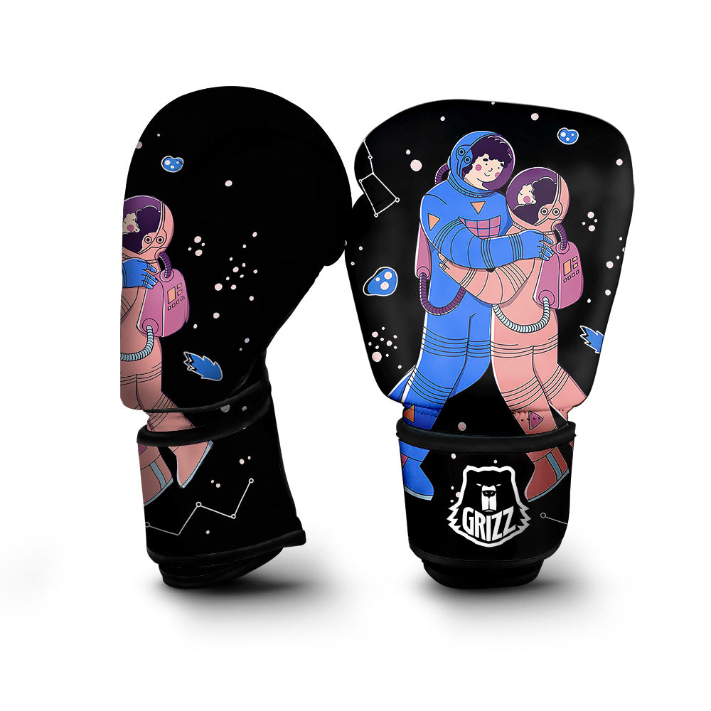 Couple Astronaut Travel In Space Print Boxing Gloves-grizzshop