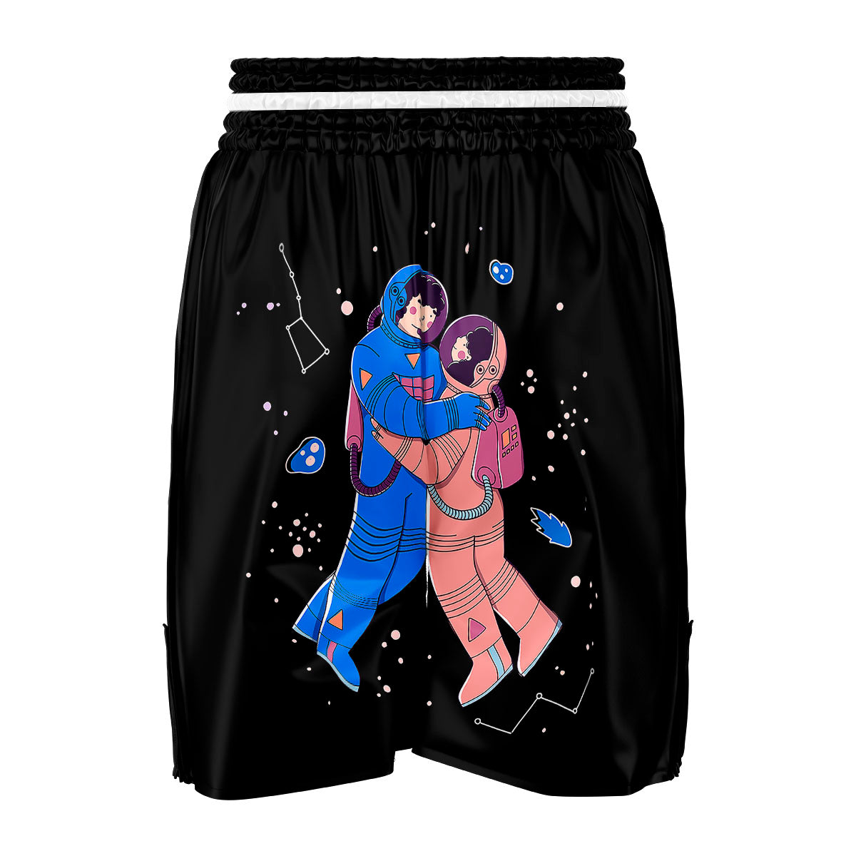 Couple Astronaut Travel In Space Print Boxing Shorts-grizzshop