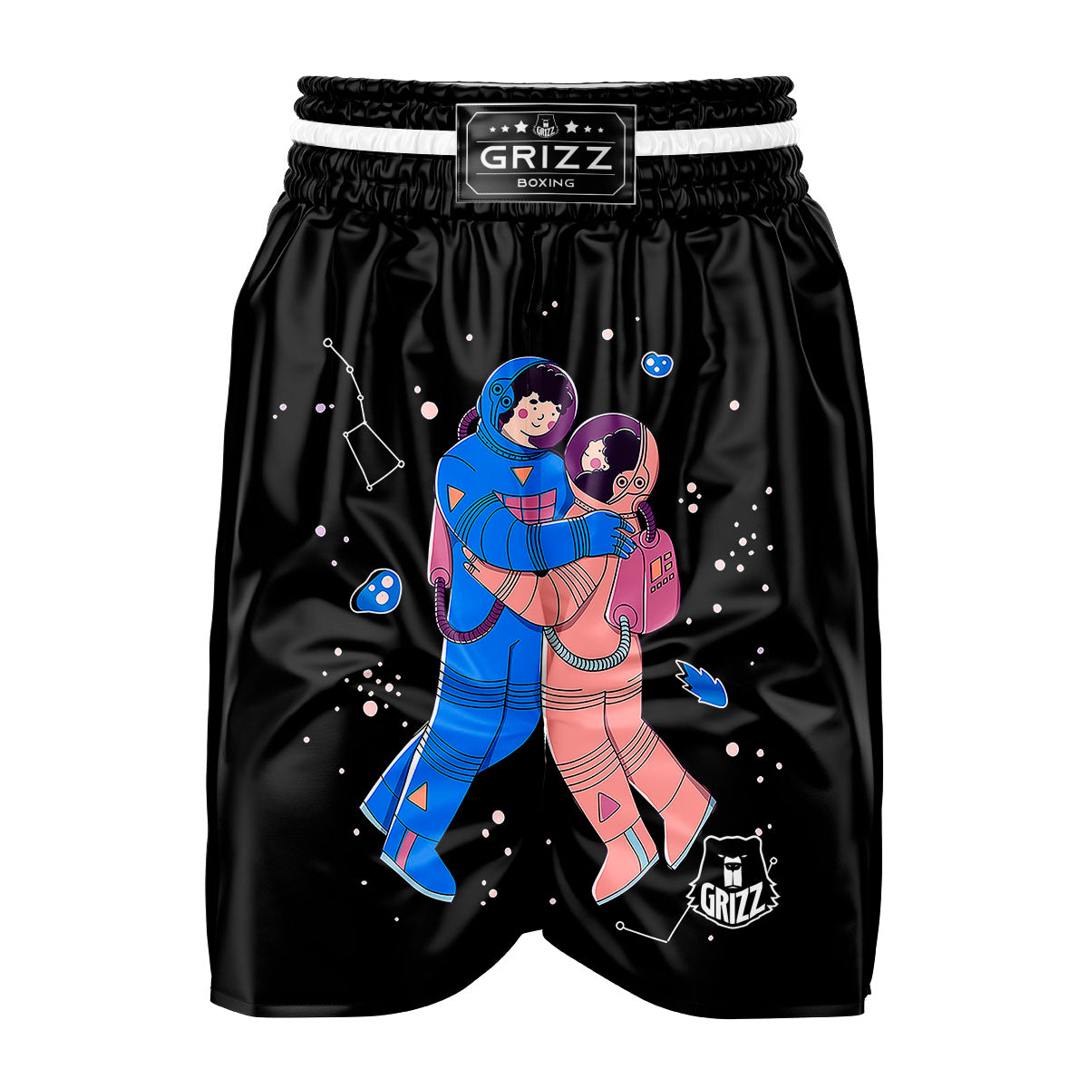Couple Astronaut Travel In Space Print Boxing Shorts-grizzshop