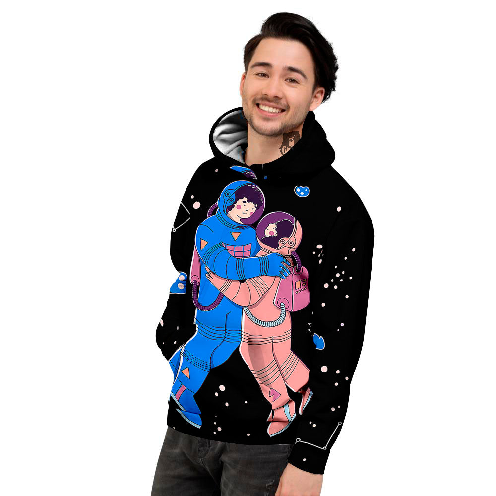 Couple Astronaut Travel In Space Print Men's Hoodie-grizzshop