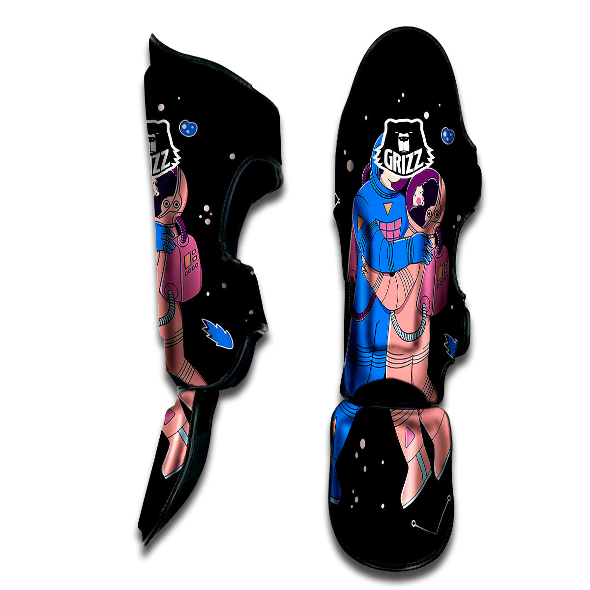 Couple Astronaut Travel In Space Print Muay Thai Shin Guards-grizzshop