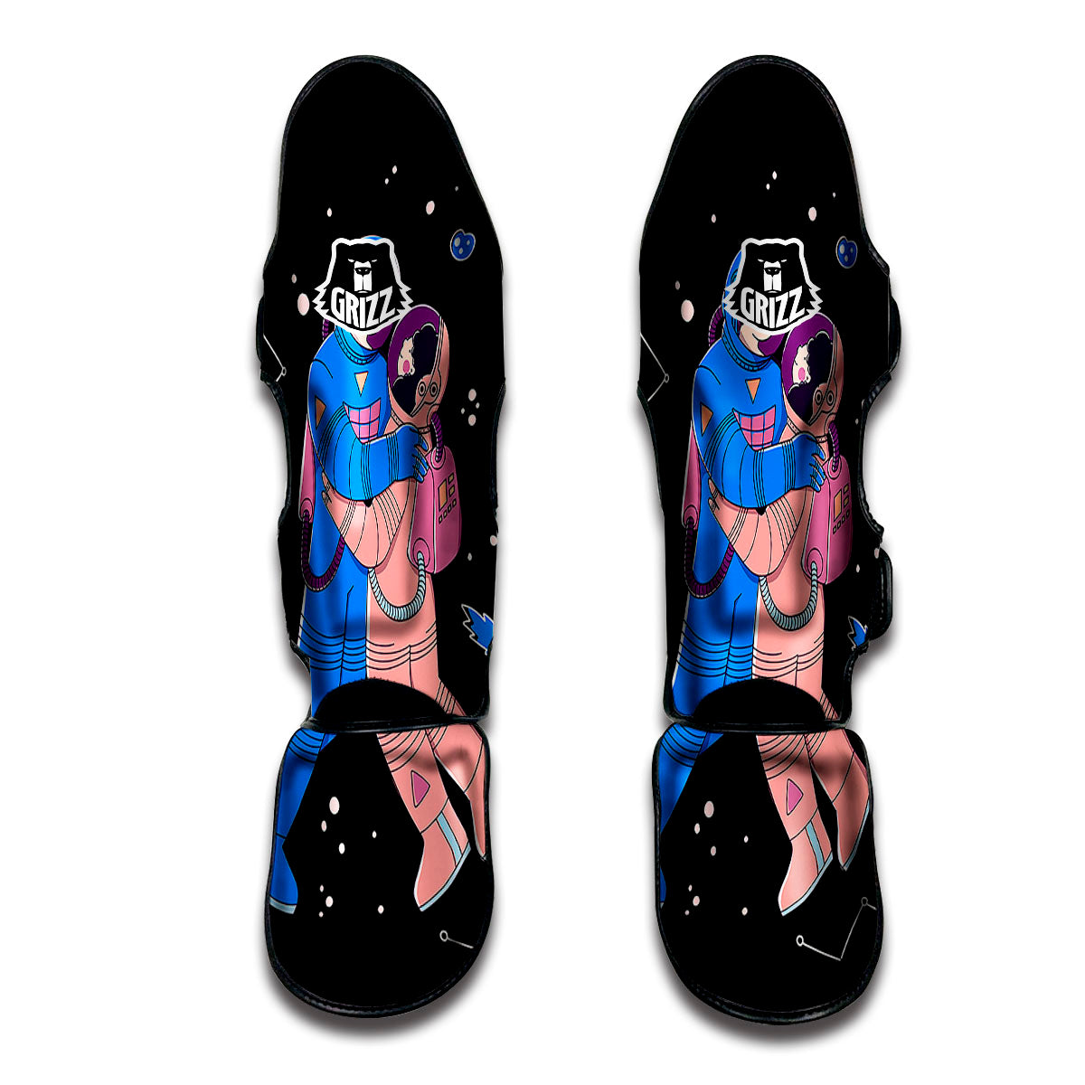 Couple Astronaut Travel In Space Print Muay Thai Shin Guards-grizzshop