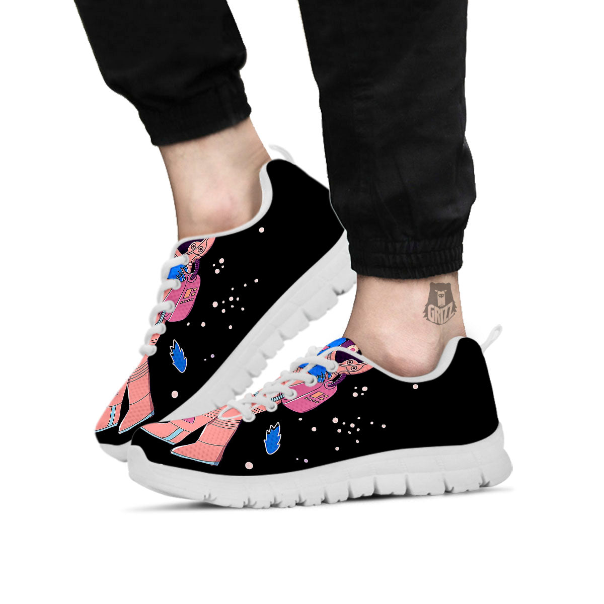 Couple Astronaut Travel In Space Print White Sneaker-grizzshop