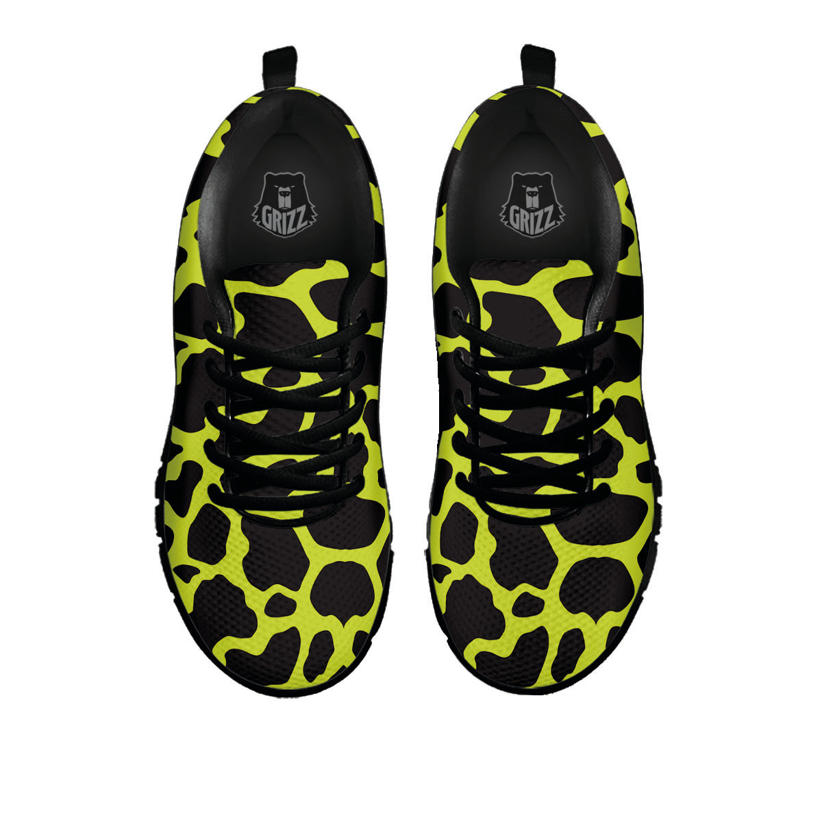 Cow Black And Lime Green Print Pattern Black Sneaker-grizzshop